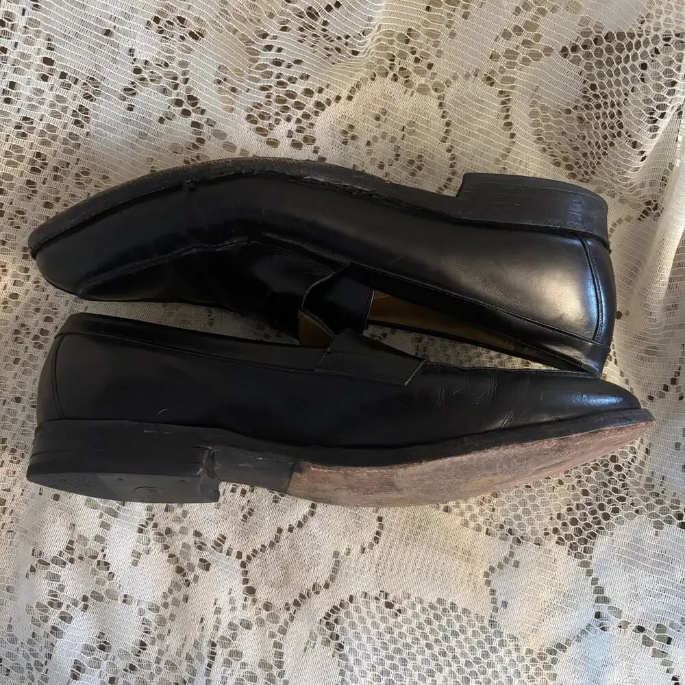Johnston & Murphy Men's US 11.5 Black Leather Penny Loafers Shoes